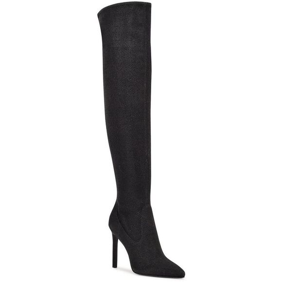Nine West Womens Tacy 3 Black Faux leather Over-The-Knee Boots Shoes NWT - Picture 1 of 3